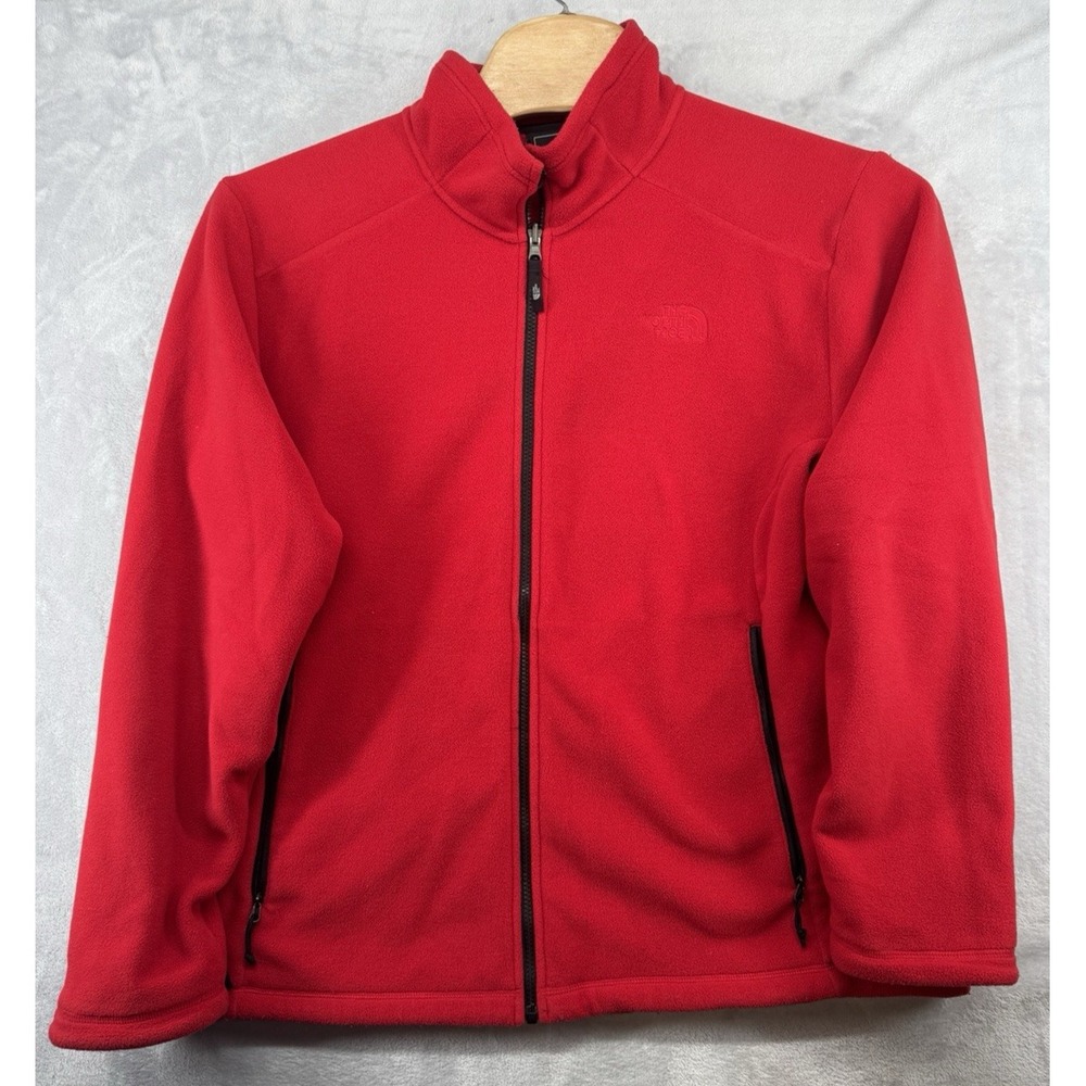 North Face Fleece Jacket‎ Full-Zip Red TNF Pockets Hiking Men's Size XL